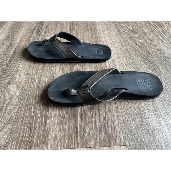 Reef Men's Twinpin Sandals Mens size 9 Flip Flops Brown Vegan Leather Comfort - Picture 5 of 5